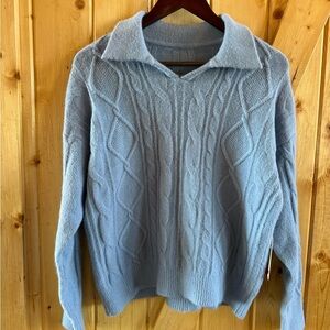 Woven Heart Women's Light Blue Cable Knit Sweater, size Medium